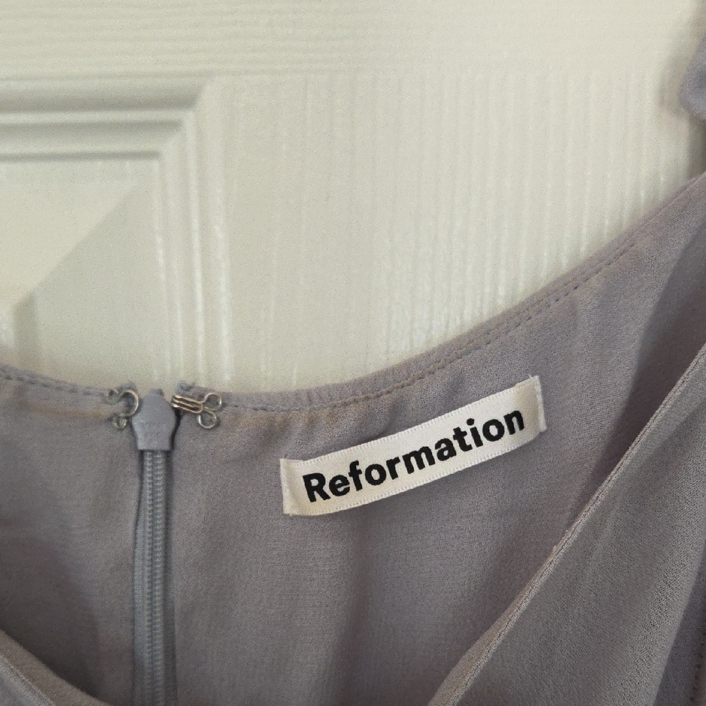 Reformation Lavender Gray Maxi Dress with Ruffled Straps - Picture 5 of 9